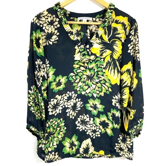 Banana Republic Ivy League Green Floral Print Blouse - Picture 6 of 16